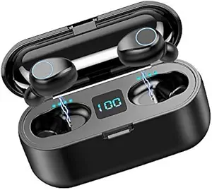 Volt Plus Tech Wireless V5.0 Bluetooth Earbuds Works for Apple iPhone SE (2020) IPX7 Touch Waterproof/Sweatproof with Mic, 2000mAh PowerBank Charging case for in Ear Headphones (Black)