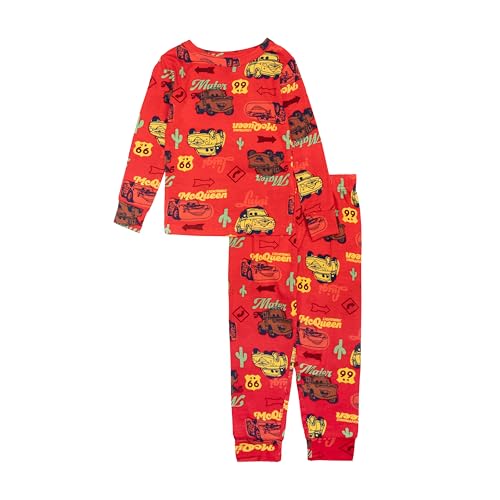 Disney Cars Boys' 2-Piece Snug-fit Viscose Pajama Set, Comfortable Nightwear, S…