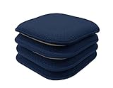 GoodGram 4 Pack Non Slip Honeycomb Premium Comfort Memory Foam Chair Pads/Cushions - Assorted Colors (Navy)