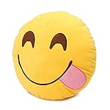 Round Oi Emoji Smiley Emoticon Cushion Pillow Stuffed Plush Toy Doll Yellow(glutton+free Yiwa Gifts) Model: by Catchvogue
