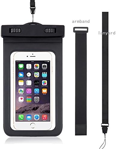 PREMIUM QUALITY Universal Waterproof Case, CelPie Dry bag with ARMBAND + LANYARD - Best TPU Bag for iPhone 7, 7 Plus, 6s, 6, 6s Plus, SE, 5s, Note5, S7 Edge, Pixel, Pixel XL &amp; Devices up to 6"-Black