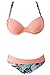 Happy Sailed Women Elegant Vintage Push up High Waisted Bikini Swimsuits, Medium Pink
