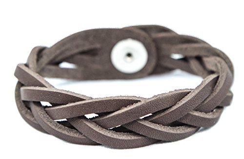 Genuine Leather Essential Oil Diffuser Bracelet (Large/Adult, Brown)