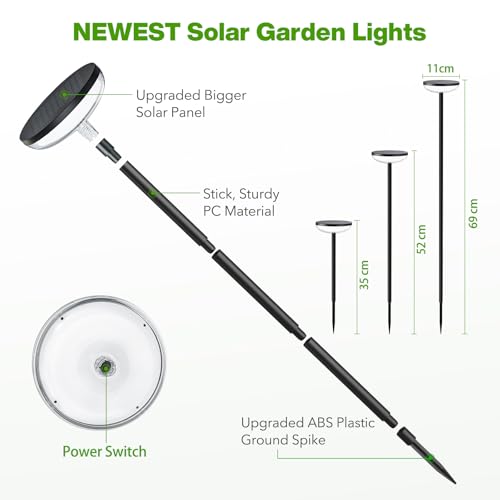 GEARLITE Solar Lights for Outdoor Garden Pack of 4, 3500 K Natural White Solar Lights for Outdoor Use with 1000 mAh Battery, 40 Lumens Extra Bright Garden Decoration with IP65 Waterproof for Outdoor Patio Outdoor