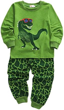 100% Cotton 2-8 Years Baby Girl Boy Clothes Kids Long Sleeve Dinosaur Print Pijama Sets
