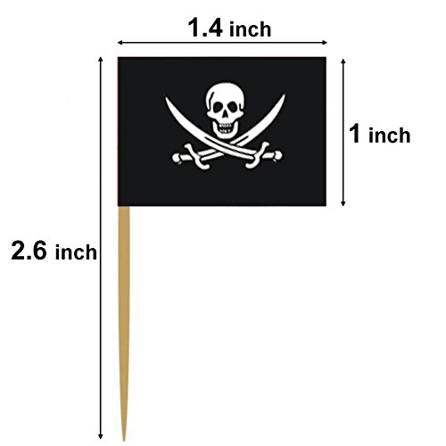 Pirate Flag Picks Food Fruit Toothpicks Cocktail Sticks Cupcake Toppers, 100 Count (Pirate Flag B) - Thumbnail 2