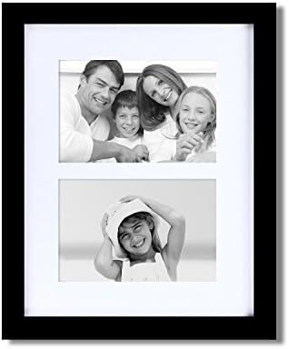 FrameArmy 2 Opening Rectangular Stack Black Wood Collage Decoration Picture Photo Frame - 4"x6"