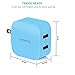 Lumsing Compact 2-Port Wall Charger with Foldable Power Adapter for iPhone iPad Samsung Galaxy Smartphones Tablets(Blue)