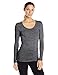 32Degrees Women's Scoop Neck, Black/Charcoal Space Dye, X-Small