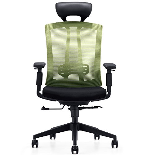CUBOC 24 Hour High Back Ergonomic Office Chair with Tilt Lock, Tall Desk Chair with PU Headrest and Adjustable Armrest, Lime Green Mesh