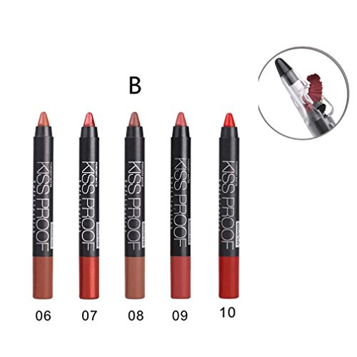 Sunward 5PCS Waterproof Long Lasting Lipstick Pen + 1PC Pencil Sharpener (B) - Thumbnail 2