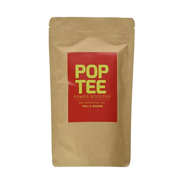 POP TEE Chili und Orange Tüte, Grüner, Superfood, Power Booster, 2er Pack (2 x 60 g)