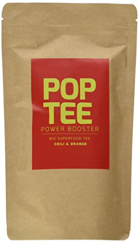 POP TEE Chili und Orange Tüte, Grüner, Superfood, Power Booster, 2er Pack (2 x 60 g)