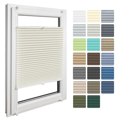 Home-Vision Premium Plissee ohne Bohren Klemmfix Creme B140 x H150cm