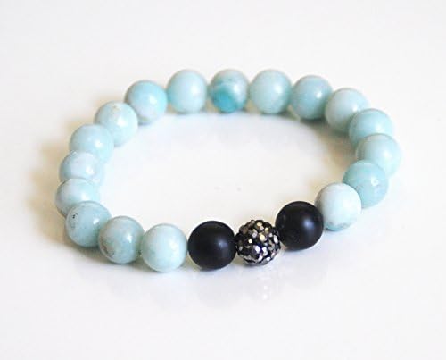 Natural Amazonite Bracelet- Beaded Bracelet-Black Onyx Bracelet- Women's Bracelet- Mother's Day Bracelet- For her-Mother's Day-Gift Ideas