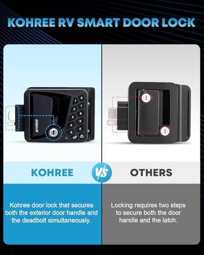 Kohree RV Door Lock Keyless Entry, 3-in-1 RV Door Locks Replacement, Remote Controller & Keypad & Key-Fob, 100% Metal Door Locks for Camper Travel Trailer, Camper Latch Replacement Door Latch Handle