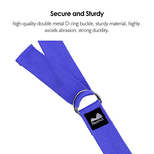 image for REEHUT Yoga Strap 8ft with Ebook - Durable Polyester Cotton Exercise S