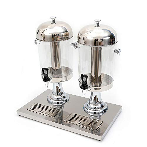 WUPYI Double Beverage Dispenser, Juice Drink Dispenser Frozen Cold Drink Dispenser with Recessed Drip Trays,2.1 Gallon Each Jug,for Commercial,Party,Hotel (Silver) - Thumbnail 4