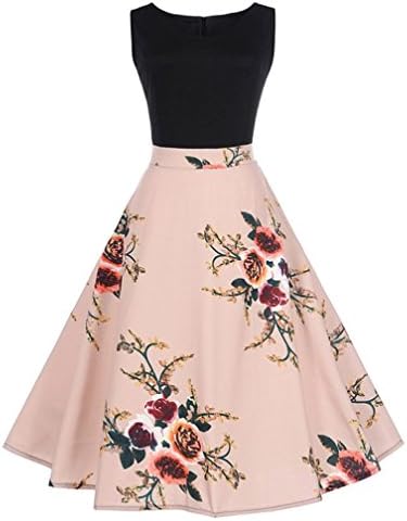 WOCACHI Women Dress Vintage Sleeveless Retro Evening Party Prom Dresses