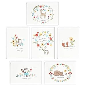Hallmark Baby Shower Thank You Cards Assortment, Woodland Animals (48 Cards with Envelopes for Baby Boy or Baby Girl…