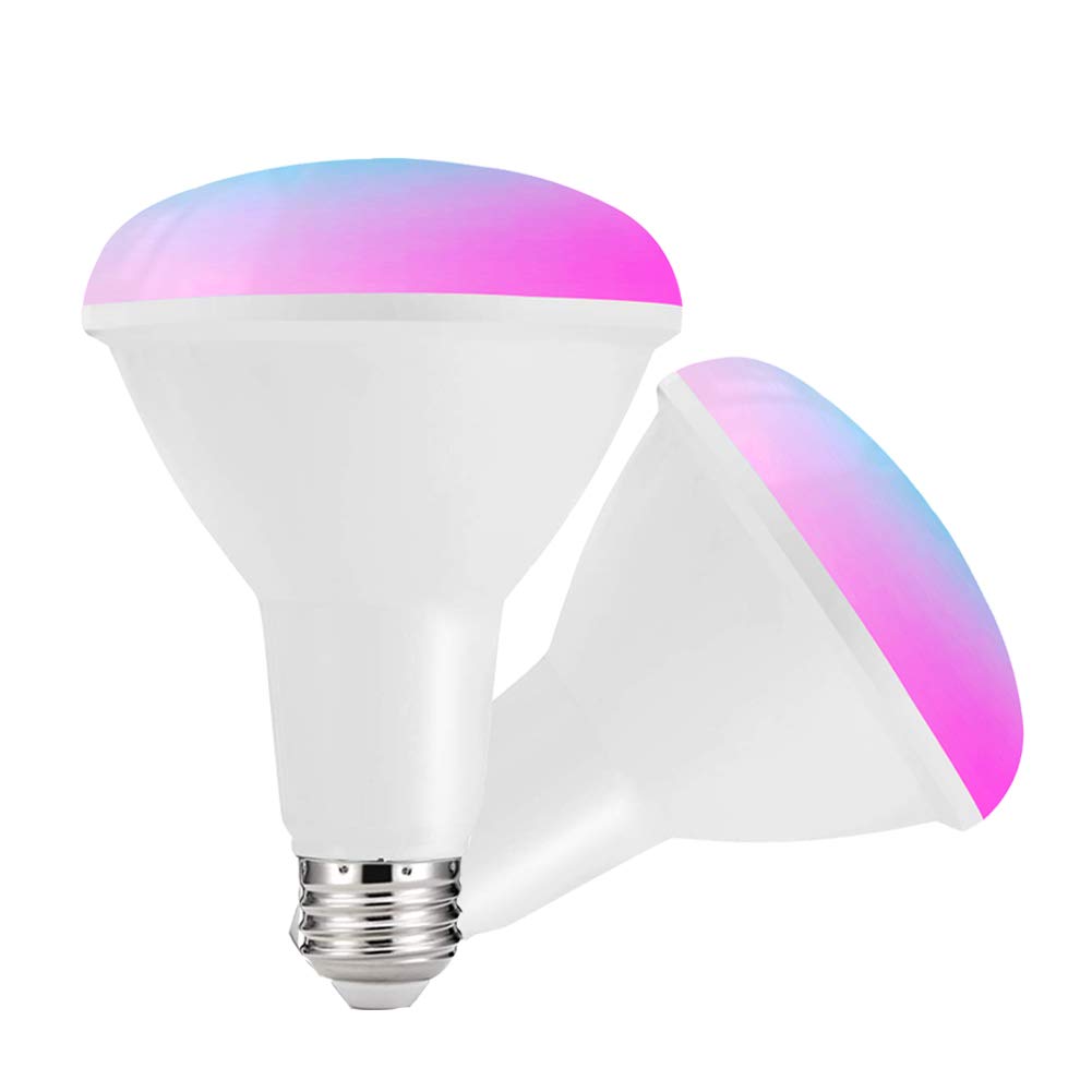 Smart Light Bulb BR30 10W 2Pack, WiFi Remote E26 Edison Led Bulb Dimmable Multicolor RGBW Flood Light, No Hub 100W Equivalent,2700K to 6500K,Compatibale with Alexa,Google Home and Siri(2pack)