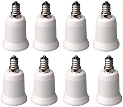 LED Light Lamp Bulb Base Adapter Converts Chandelier Socket to Medium Socket (8 PACK E12 to E26/E27)