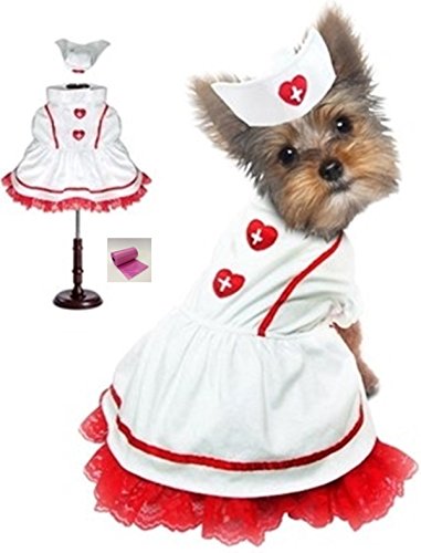 Classic Sweetheart Nurse Uniform and Hat Costume with bags set - in Dog sizes XS thru L