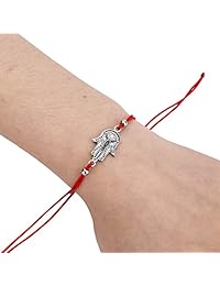 Bowisheet - Pulsera de la buena suerte para amantes de los caballos, hecha a mano, cordón rojo, ajustable