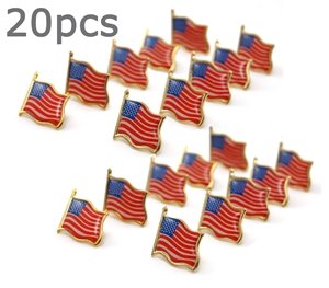 Bluecell 20 PCS Gold Plated American Flag Lapel Pin