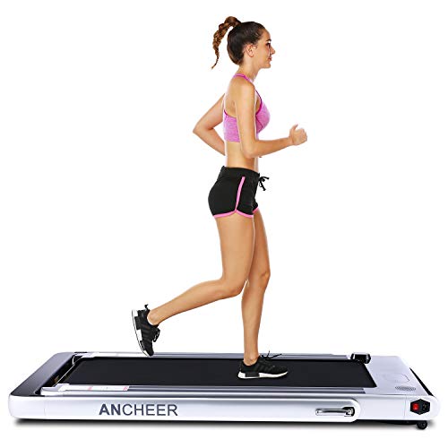 ANCHEER 2 in 1 Folding Treadmill, 2.25HP Electric Treadmill, Under Desk Portable Treadmill Walking Running Machine with Bluetooth Audio Speakers for Home Gym Cardio Exercise (Gray)