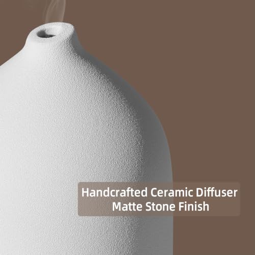 Gooamp 200ML Ceramic Essential Oil Diffuser for Home Humidifier | Ultrasonic Aromatherapy Diffuser Humidifier 7 Color LED Lights,Auto Shut-Off,3 Timers for Bedroom,Office,Yoga,Wood Grain Base