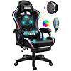 GHAOIDFH Video Gaming Chair with Speakers, Ergonomic Full Massage Gaming Chair with Lumbar Support, LED Light Bluetooth…