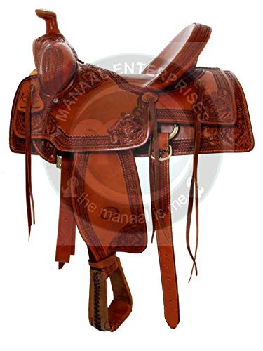 ME Enterprises Youth Child Wade Tree A Fork Premium Western Leather Roping Ranch Work Pony Miniature Horse Saddle, Size 10 to 12 (10.5″ Inches Seat)
