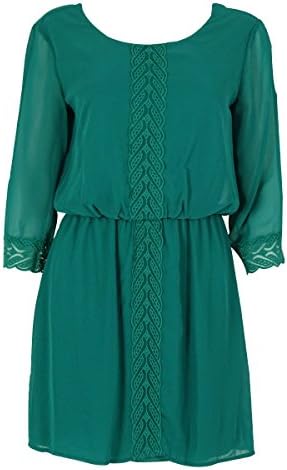 City Studio Womens Embroidered Trim Blouson Casual Dress Green M