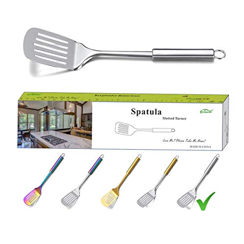 Stainless Steel Spatulas, Berglander Slotted Turner, Metal Turner For Cooking, Kitchen Spatulas For Nonstick Cookware, Barbecue Spatula, Dishwasher Safe, Easy to Clean