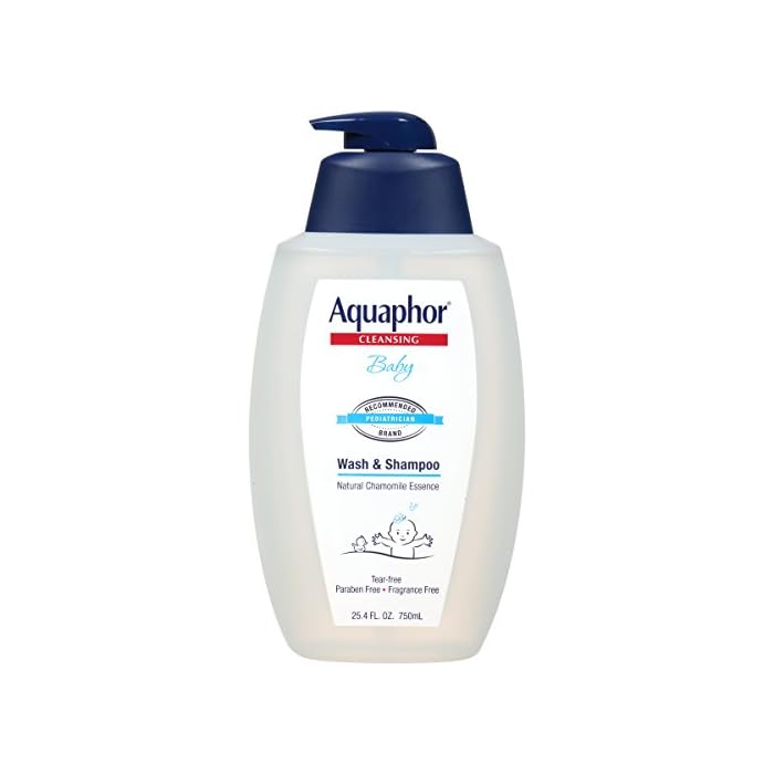 Aquaphor Baby Wash and Shampoo, Unscented Baby Shampoo and Wash, 25.4 Fl Oz Pump Bottle