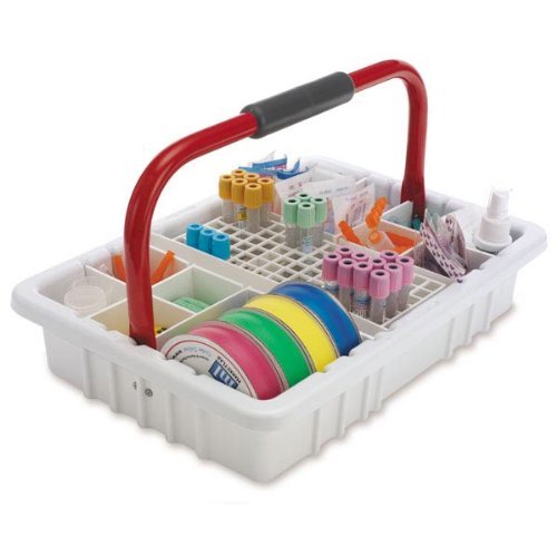 CENTiCARE C302 ABS Lab Tray with Handle and Racks, Large, White with