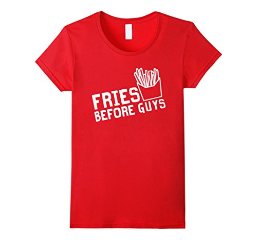 Women's Cute Fries Before Guys T-Shirt Large Red