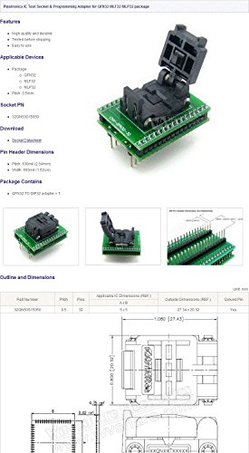 Waveshare QFN32 TO DIP32 QFN32 MLF32 MLP32 QFN Plastronics IC Test Burn-in Socket Programming Adapter 5x5 mm 0.5Pitch
