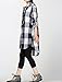 Mordenmiss Women’s Linen Plaid Blouses Loose Button-Down Shirts Roll-up Sleeve Tunic Tops XL Navy Blue
