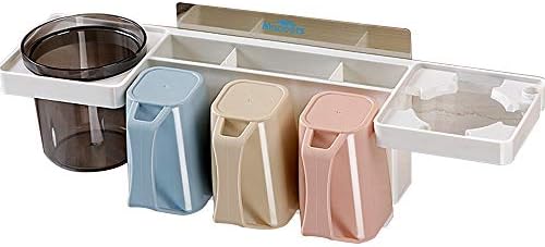 Madoats Bathroom Shelves, Multi-Purpose Adhesive Shower Caddy Basket Wall Mount Hair Dryer Holder and Bathroom Accessories Storage Organizer Set