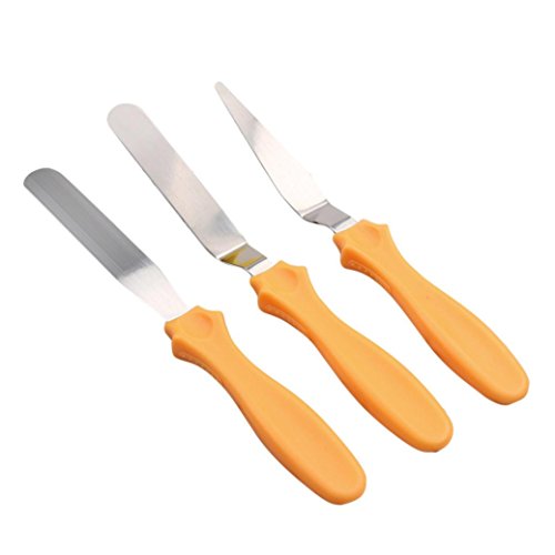 Cake Tools--Stainless Steel Butter Cake Cream Tool Spatula PP Plastic Handle Baking Mould By Ikevan--3 Colors- (Orange)