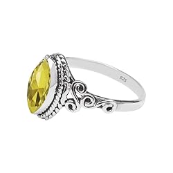 Rubicrafts Citrine Stone Ring 925 Sterling Silver