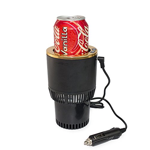 Premium 2-in-1 Car Cup Warmer Cooler Smart Car Cup Mug Holder | Perfect Car Tumbler Holder for Commuter / Traveler / Road Tripper / Recreation by Zuckbergs (Black and Gold)