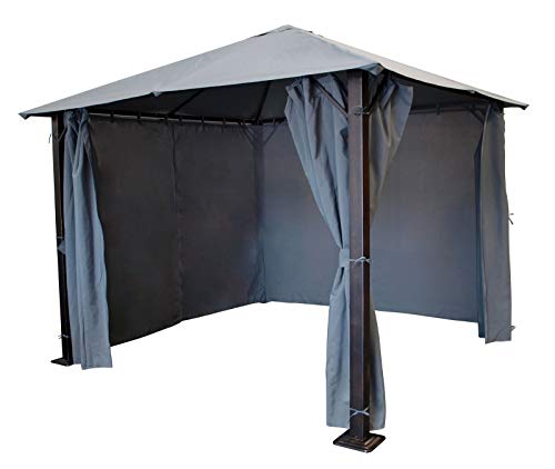 GXK Pavillon Metallpavillon stabil 3x3 Meter, grau Antik-Look – Bild 3