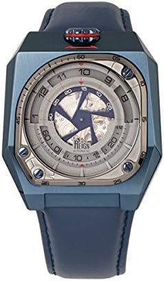 Asher自動サファイアクリスタルleather Band腕時計 ブルー