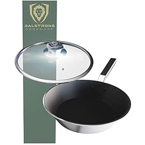 DALSTRONG Frying Pan Skillet - 10" (25 cm) - The Oberon Series - ETERNA Non-Stick Coating - 2L - 3-Ply Aluminum Core Cookware - Silver - w/Lid & Pot Protector