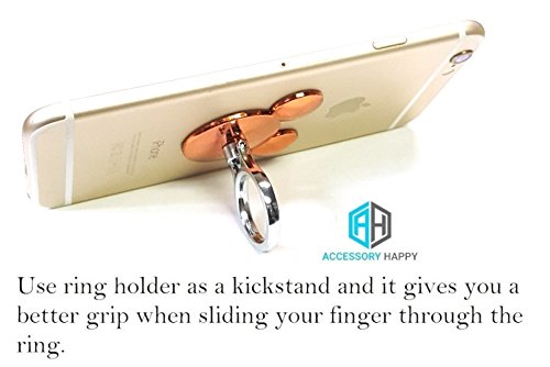 AccessoryHappy Mickey Ear 2 in 1 Phone Lanyard & Ring Stent, Cell Phone Tether Neck Strap Holder Ring Stent Kickstand for iPhone 5 6 6S 7 8 8 Plus Galaxy S7 and Other Mobile Phones (Rose Gold)
