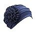 Egmy Gift for Friends, 1PC Newest Women Muslim Stretch Turban Hat Chemo Cap Hair Loss Head Scarf Wrap Hijib Cap (Navy)