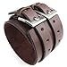KONOV Wide Genuine Leather Mens Bangle Cuff Bracelet, Punk Rock, Fits 7